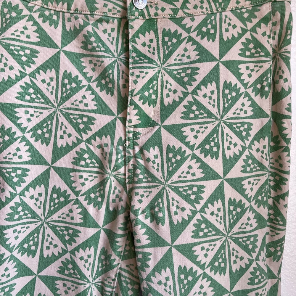We The Free Green & Beige Geometric Boot Cut Pants Size 27 - Picture 5 of 11